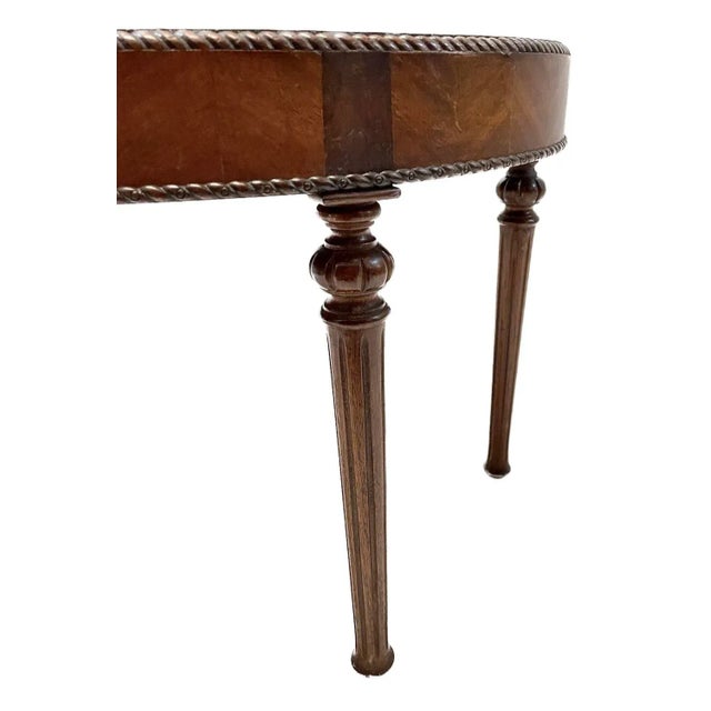 Wood Vintage Demi-Lune Inlaid Console Table For Sale - Image 7 of 8
