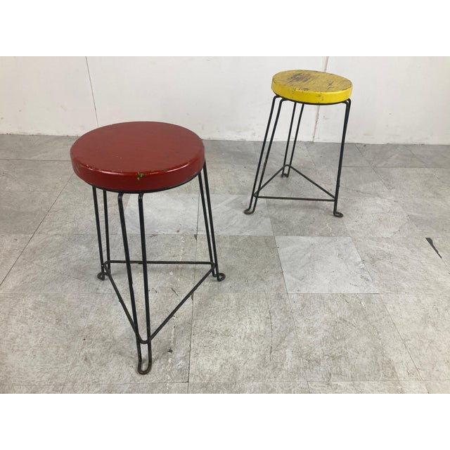 Set of Mid-Century Industrial Stools, 1950s For Sale - Image 9 of 11