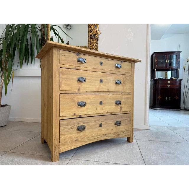 Wood Antique Art Nouveau Chest of Drawers with Four Drawers, 1920s For Sale - Image 7 of 11