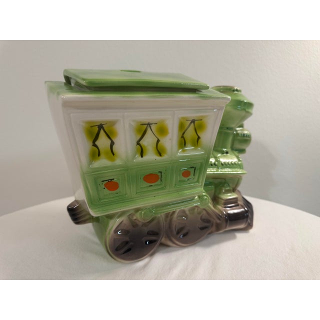 1950s Maurice of California Green & White Ceramic Train Cookie Jar For Sale - Image 4 of 12