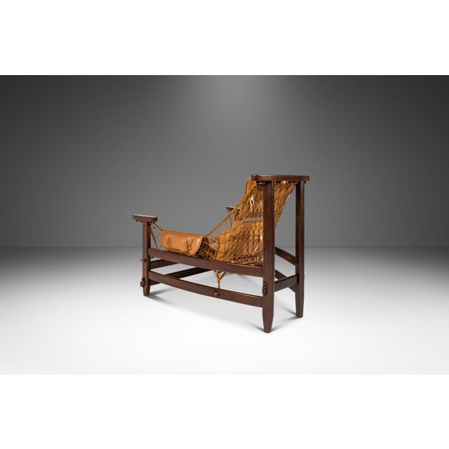 Mid-Century Modern 'Jangada' Lounge Chairs With Matching Ottoman in Jacaranda & Leather Attributed to Jean Gillon for Wood Art, Brazil, C. 1960s - 3 Pieces For Sale - Image 3 of 12