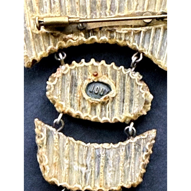 French Articulate Talosel Brooch with Glass Inlay by Line Vautrin Branded For Sale In Atlanta - Image 6 of 9