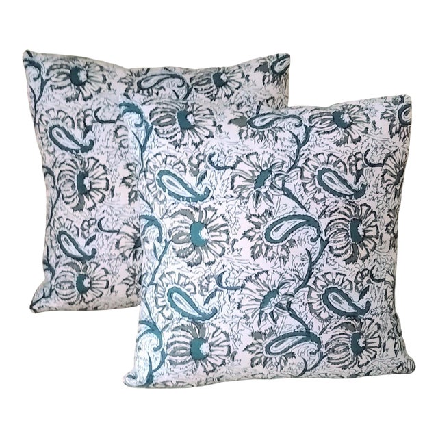 Botanical Reversible Accent Pillows - a Pair For Sale
