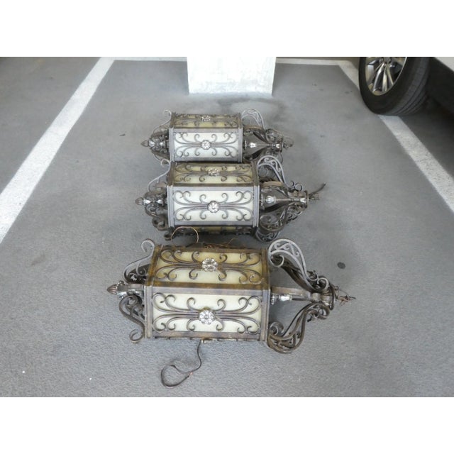 Metal Vintage Wrought Iron Meisner Style Chandeliers - a Set For Sale - Image 7 of 12