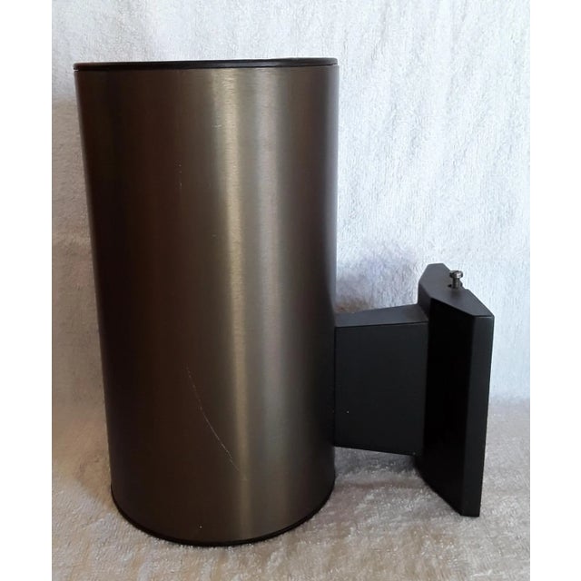 German Cylindrical Brown Anodized and Satin Aluminum Wall Lamp from Hoffmeister, 1980s, in Good conditions. Designed 1980...