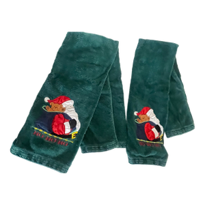 Pair Christmas Holidays Bath Terry Towels With Santa’s Appliqués