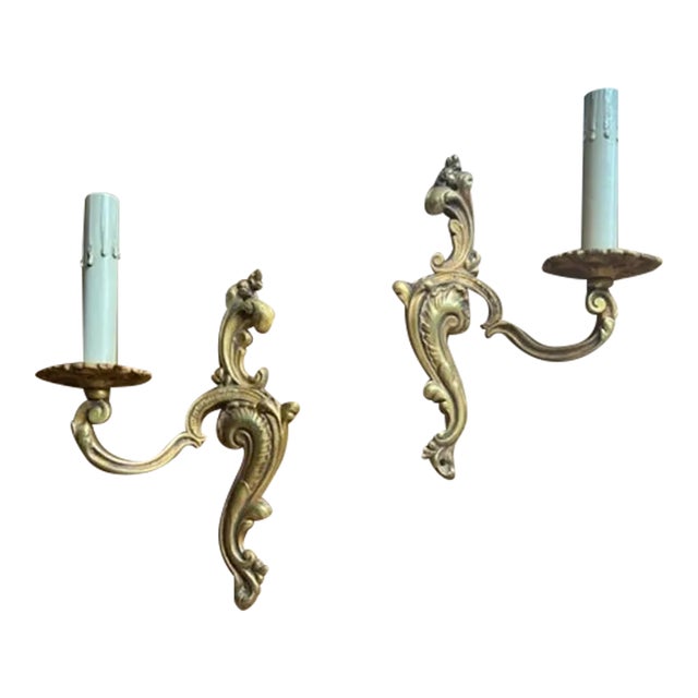 Pair of 1980s Small Brass Sconces For Sale