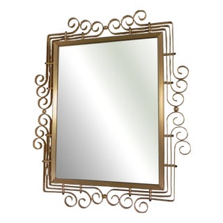 Vintage Faceted Mirror in Aluminum Frame, 1950s For Sale