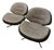 Fantastic Pair of Roche Bobois 2 Tone Leather Pivot/Swivel Arm Chairs With X Chrome Base Baseball Stitching Mink Grey Brown For Sale