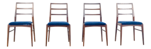 Teak and Velvet Dining Chairs attributed to Richard Hornby for Fyne Ladye, 1960s, Set of 4