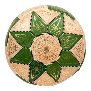 Green Traditional Moroccan Pouf For Sale