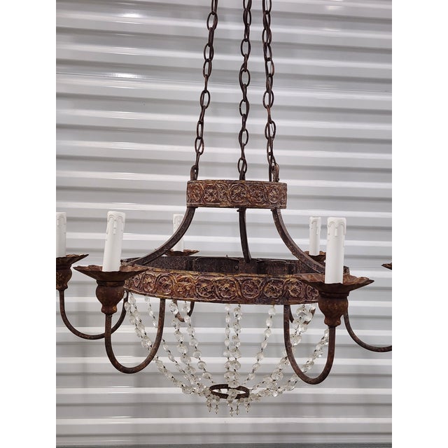 Niermann Weeks Niermann Weeks Iron & Crystal Chandelier For Sale - Image 4 of 17