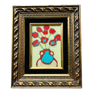 Contemporary Original Alexandra Brown Abstract Still Life Pop Painting Vintage Frame For Sale