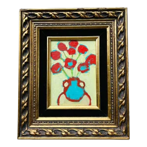 Contemporary Original Alexandra Brown Abstract Still Life Pop Painting Vintage Frame