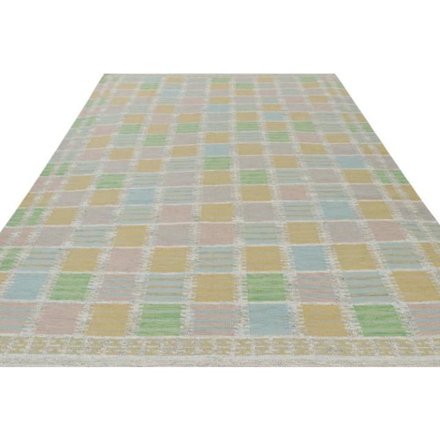 Rug & Kilim Rug & Kilim’s Scandinavian Style Rug in Beige With Colorful Geometric Patterns For Sale - Image 4 of 8