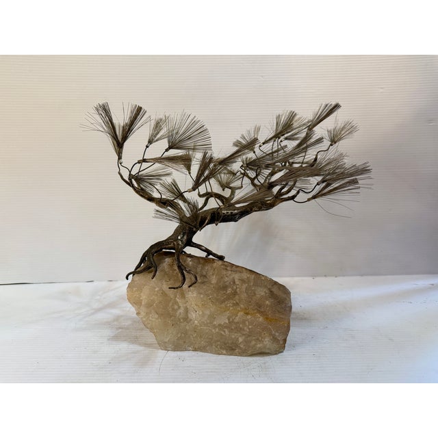 Curtis Jere Mid 20th Century Brass and Marble Bonsai Sculpture in the Style of Curtis Jere For Sale - Image 4 of 8