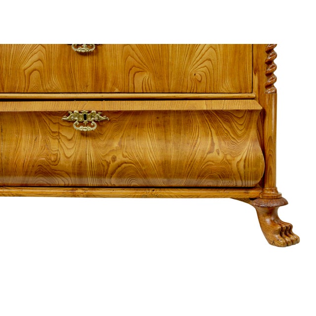 Antique Swedish Chest of Drawers in Carved Elm, 1850, Set of 2 For Sale - Image 10 of 13