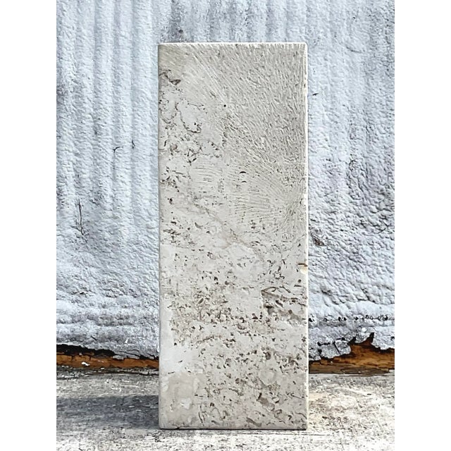 Late 20th Century Vintage Coastal Solid Cut Coquina Stone Pedestal For Sale - Image 5 of 12