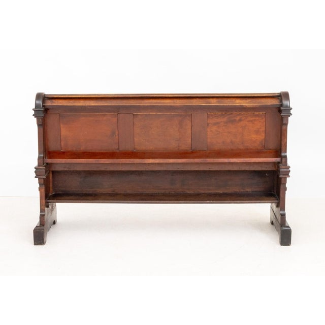American Renaissance Style Wood Church Pew For Sale - Image 9 of 10