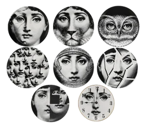 Late 20th Century Set of Eight Fornasetti Lina Cavalieri Porcelain Plates