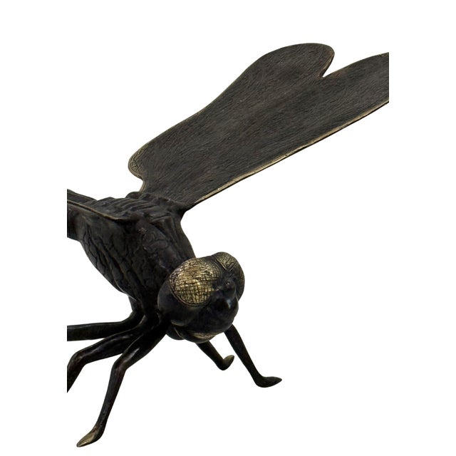 Cast Bronze Dragonfly Sculpture — Sculptural Natural Form With Dark Patina For Sale - Image 4 of 6
