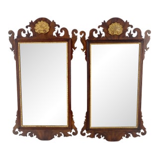 Pair Flame Mahogany Virginia Galleries Hankel Harris Beveled Wall Mirrors MINT! For Sale