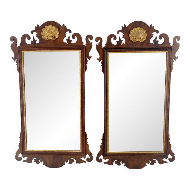 Pair Flame Mahogany Virginia Galleries Hankel Harris Beveled Wall Mirrors MINT! For Sale