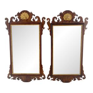 Pair Flame Mahogany Virginia Galleries Hankel Harris Beveled Wall Mirrors MINT!