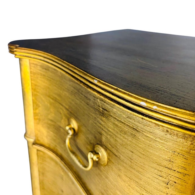 Gold Ethan Allen Serpentine Chest in Original Metallic Silver-Gold Finish For Sale - Image 8 of 13