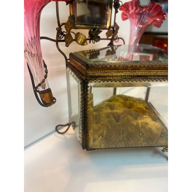 Large French Bridal Jewelry Box Casket Vase Brass Gilded Gold Victorian For Sale - Image 9 of 12