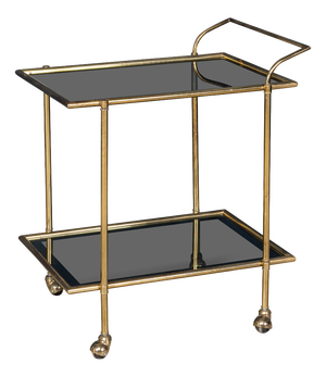 Vintage Brass and Smoked Glass Drinks Trolley in the style of Luigi Brusotti, 1970