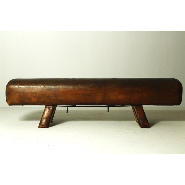 Vintage Leather Gym Pommel Horse Bench, 1940s For Sale - Image 9 of 16