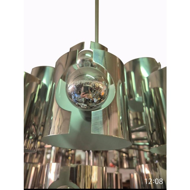 Space Age Chrome Chandelier attributed to Gaetano Sciolari, 1970s For Sale - Image 16 of 18