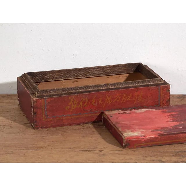 Wood Antique Chinese Red Case, 1900s For Sale - Image 7 of 8