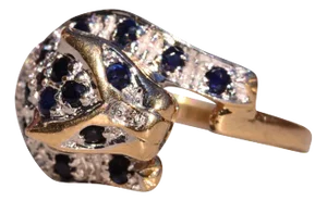 The 11th Street: Big Cat Sapphire and Diamond Ring in Yellow Gold
