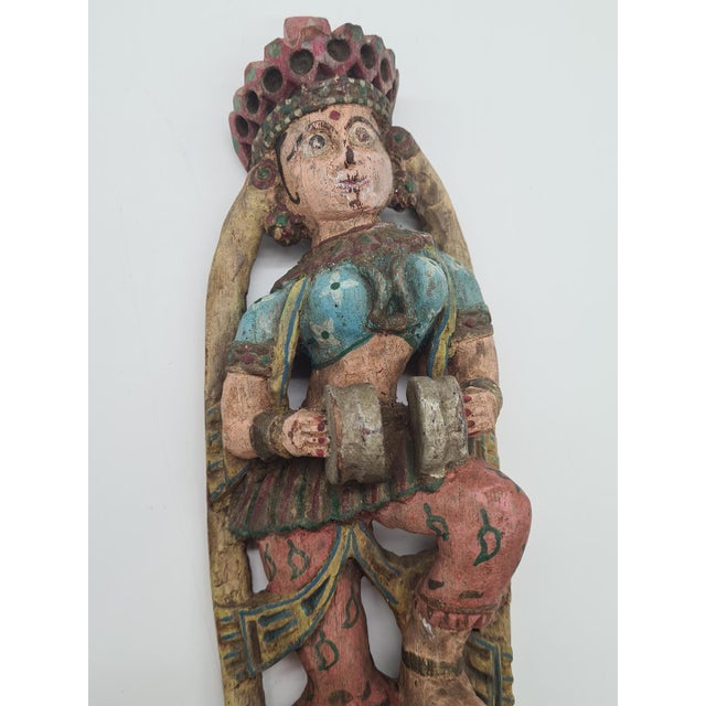 Antique Balinese Figures in Polychrome Wood, 1890s, Set of 2 For Sale - Image 5 of 11
