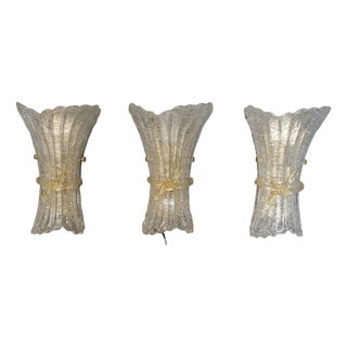 Italian 27/APM Wall Lights in Gold Graniglia Glass from Italamp, 1980s, Set of 3 For Sale