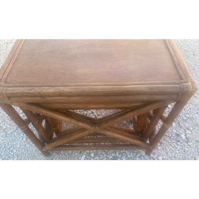 Asian Vintage Bamboo and Walnut Nesting Tables/Set of Three. For Sale - Image 3 of 10