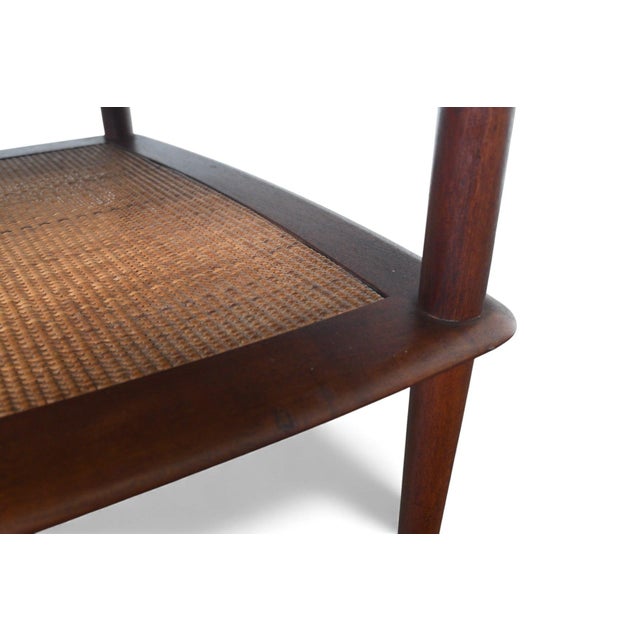 Brown Mid 20th Century Large Peter Hvidt Solid Teak + Cane Side Table For Sale - Image 8 of 12