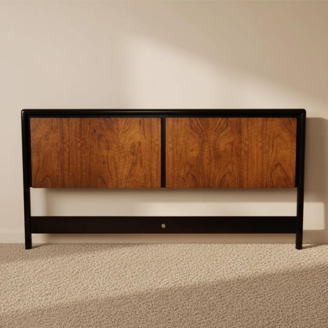 1970s John Stuart and Mount Airy Modern King Size Bed Headboard Walnut and Dark Wood For Sale - Image 5 of 11