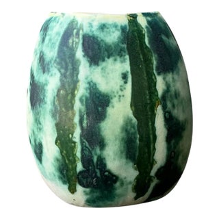 Vintage Green Abstract Ceramic Vase For Sale