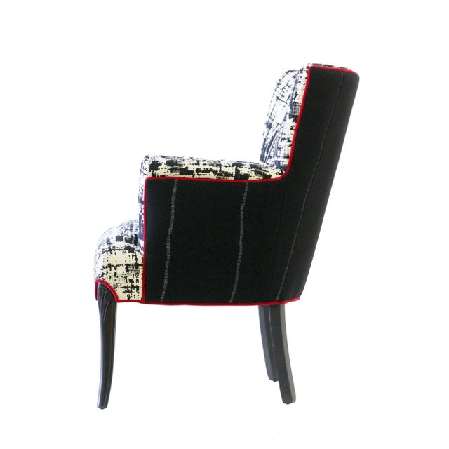 Contemporary Black & White Upholstered "Metro" Armchair For Sale - Image 3 of 3