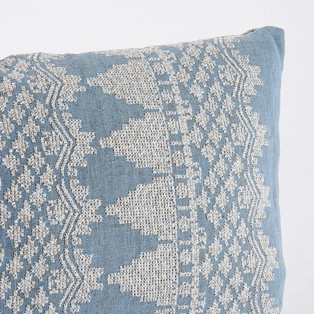 Schumacher Schumacher Wentworth Embroidery Lumbar Pillow in Chambray For Sale - Image 4 of 5