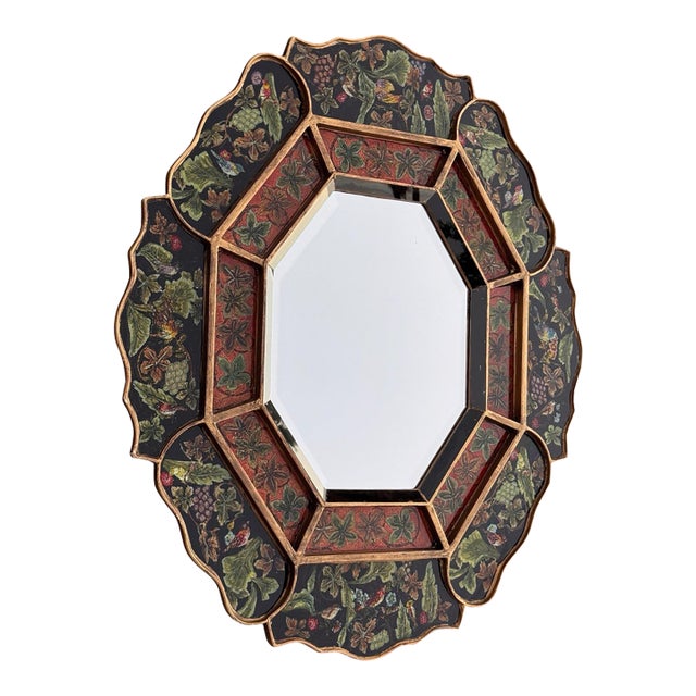 Robert M. Weiss Octagonal Mirror in Reverse Painted Frame For Sale