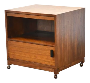 Walnut Mid-Century Modern Nightstand Cabinet