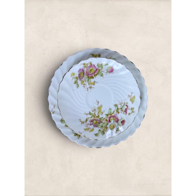 Ceramic Vintage English Teacup, Saucer and Side Plate, Aynsley For Sale - Image 7 of 12