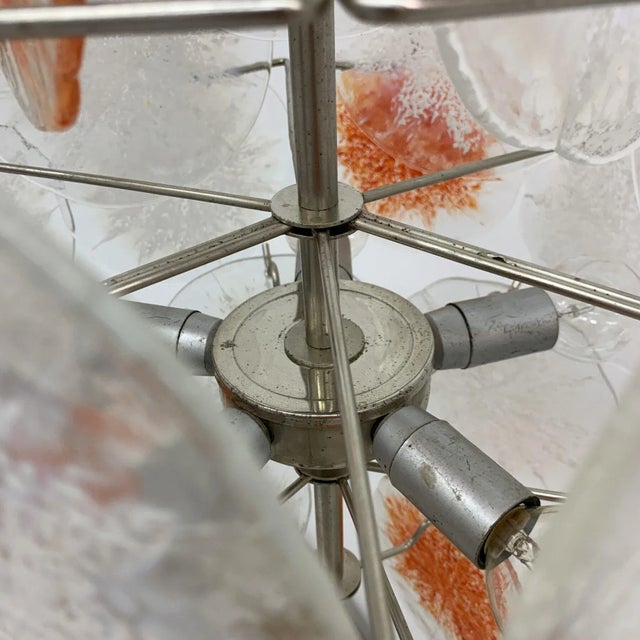 Beige Mid-Century Glass Disc Chandelier from Vistosi, 1970s For Sale - Image 8 of 11