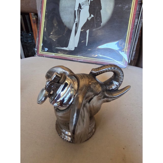 1960s Vintage Elephant Head Table Top Lighter For Sale - Image 5 of 7