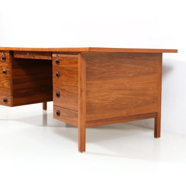 Mid-Century Modern Walnut Executive Desk by Edward Wormley for Dunbar, 1950s For Sale - Image 12 of 17