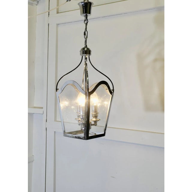 Large Art Deco Chrome and Glass Pendant, 1960s For Sale - Image 6 of 8